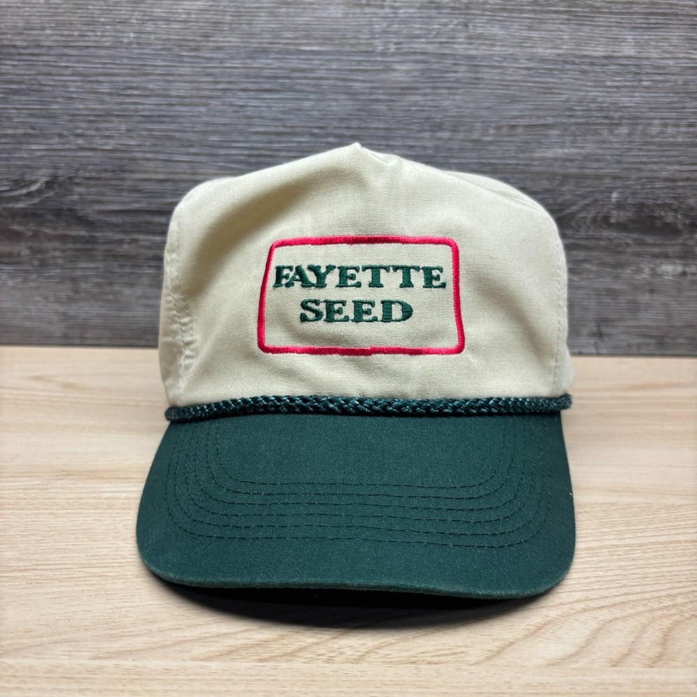 Fayette Seed Co Hat Cap Strap Back Beige Green Farm Agriculture Kentucky Otto